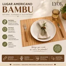 Lugar Americano Bambu Marrom Lyor 30x45cm Decorativa, Sofisticada Mesa Posta Elegante