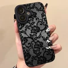 Retro Renda Floral Padrão Caso De Telefone Para iPhone 17 16E 15 14 13 12 11 Pro Max 7 8 Plus XS Capa Macia