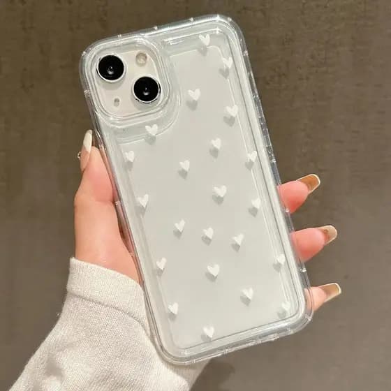Simples Pequeno Amor Coração Caso Para iPhone 17 16 15 14 12 13 11 Pro Max 7 8 Plus XS XR X Airbag Macio TPU Capa
