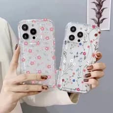 Rosa Feminino Flor Caso Para iPhone 16 11 12 13 14 15 Pro Max 7 8 XS XR X Floral Airbag Macio TPU Capa Traseira