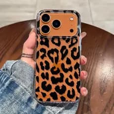 Capa De Telefone Impressa De Leopardo Preto Para iPhone 17 16E 15 12 13 14 11 Pro Max XR XS Macia Transparente