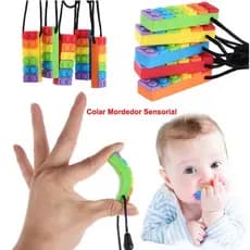 Colar Mordedor Sensorial de Silicone para Bebês/Brinquedos Educativos para Bebês/Ferramenta de Terapia de Mastigação par