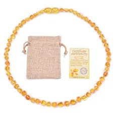 Colar de Âmbar Natural do Mar Báltico, Colar para Bebê, Colar Infantil 33cm