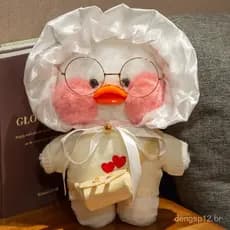 Pato de Pelúcia Lalafanfan de 30cm, Brinquedo Macio e Fofo, Almofada de Animal, Presente de Aniversário