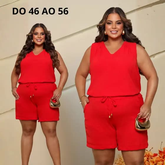 Conjunto Social Plus Size Feminino Short e Blusa Premium