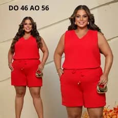 Conjunto Social Plus Size Feminino Short e Blusa Premium