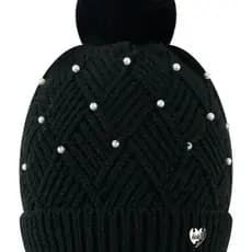 Gorro Touca Infantil Menina Inverno 26 em Tricot Preto Kukiê