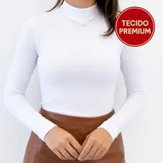 Blusa Feminina Gola Alta Canelada Manga Longa Conforto e Estilo para Todas as Estações