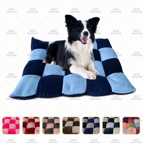 CAMA ALMOFADADA PET QUADRICULADO PARA CACHORRO E GATO 50X60CM MANTADA COM ENCHIMENTO SILICONADO