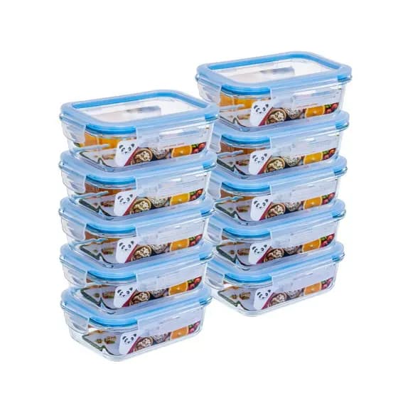 Potes Herméticos Porta Mantimentos Vidro Retangular Kit 3 4 5 6 10 12 Un 370 640 1040ml Marmita GP Home