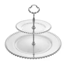 Prato Duplo para Doces e Cupcake de Cristal Pearl 32cm x 25cm - Wolff