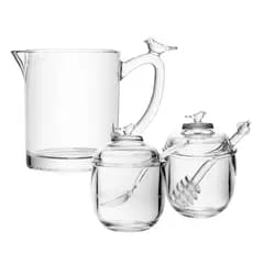 Kit Leiteira 250ml, Açucareiro e Meleira de Cristal Bird - Wolff