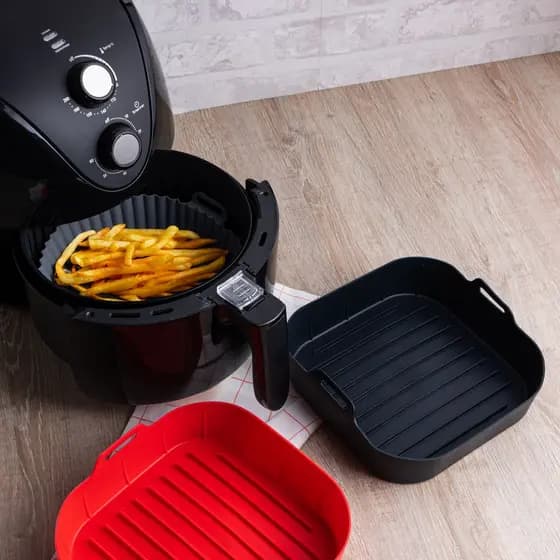 Forma Quadrada de Silicone para Air Fryer Quadrada 20x7cm / Redonda 19x6,5cm - Lyor
