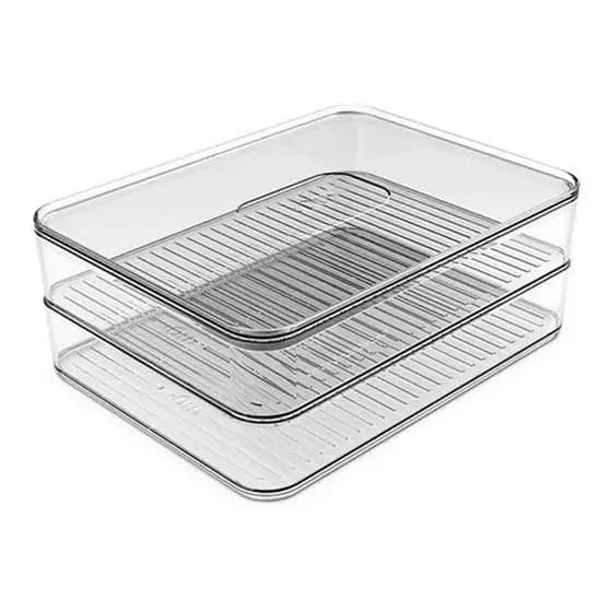 Porta Frios Hermético Duplo com Tampa Queijeira Porta Queijo e Presunto - Clear Fresh