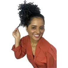 ￼Coque de Cabelo Cacheado Curto Afro Organico -Com Regulador e Pentes /Acessório de Cabelo/Rabo de Cavalo - preto