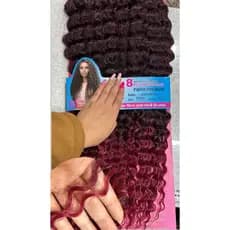 Cabelo Cacheado 100% Orgânico Crochet Braid - 320gr 75cm - Vermelho Marsala Idêntico ao Cabelo Humano Fibra Premium