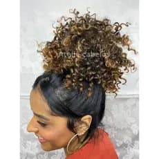 Coque de Cabelo Cacheado Curto Afro Organico -Com Regulador e Pentes /Acessório de Cabelo/Rabo de Cavalo - Mel