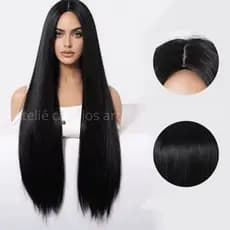 Peruca Wig Lisa Preto Fibra Premium