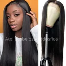 Peruca Wig Liso Cor 1 Preto Fibra Orgânica Premium Super Natural