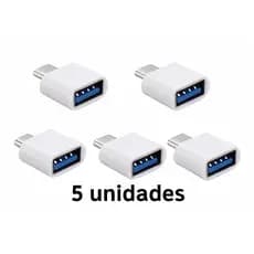 Kit 5 Adaptador Conector Tipo-C Macho para USB 3.0 Fêmea