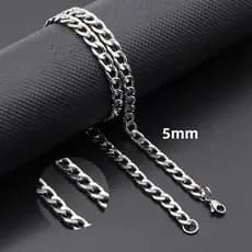 Kit 5 Correntes 5mm 60cm Masculina/Femininas Cubano Aço Inox 316L Antidesbotamento