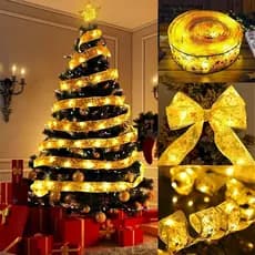 FITA LED ARAMADA 5M DOURADA ÁRVORE NATAL DECORAÇÃO FESTA LUZ ENFEITE NATALINO