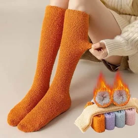 Kit 1/2/3/4 pares Meia De Lã Grosso Forrado Pelinho Super Quente Coral Femininos Meias De Chão De Outono E Inverno