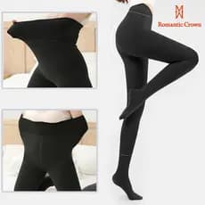 Calça Legging Térmica Feminina de Algodão Forrada com Pelúcia Inverno Cintura Alta