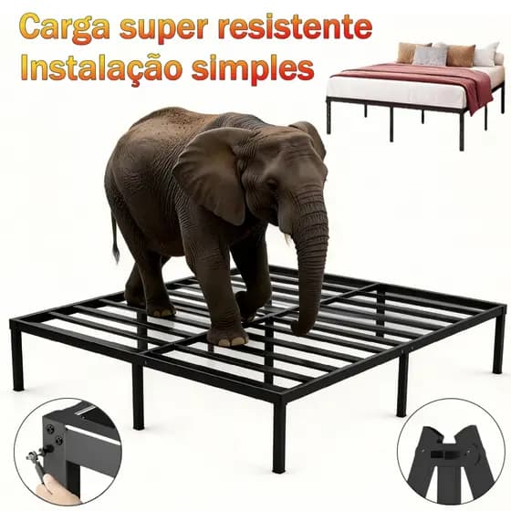 Cama de Solteiro e Casal Estrado de Metal Dobrável,Fácil de Montagem Ripas de Aço Antiderrapante Suporta até 400 kg