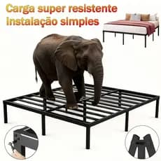 Cama de Solteiro e Casal Estrado de Metal Dobrável,Fácil de Montagem Ripas de Aço Antiderrapante Suporta até 400 kg