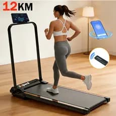 Esteira Elétrica Doméstica 2.0HP Dobrável Silenciosa Bluetooth 12km/h Suporta 120kg, Ergométrica para Casa