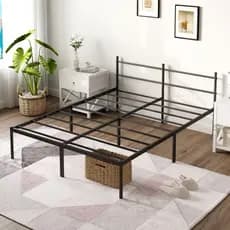 Estrado de Metal para Cama de Casal/Cama de Solteiro – com Suportes de Ripas de Aço，Dobrável e Fácil de Instalar