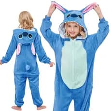Pijama Stitch azul Infantil Unisex com zíper