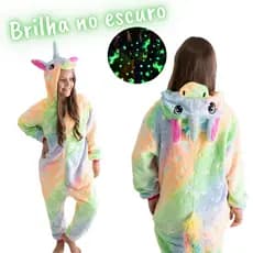Pijama Brilha no Escuro Unicórnio de Menina de inverno