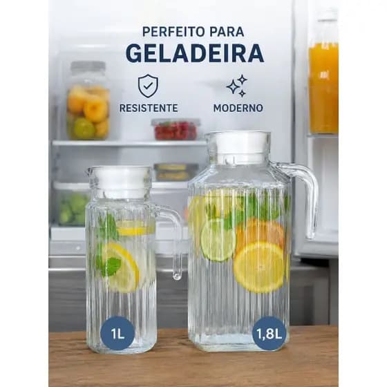 Jarras de Vidro água e suco  1,8l e 1l, perfeitas para geladeira!
