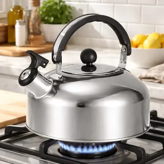 Chaleira Inox 2L com Tampa Alça Térmica e Apito para Café Cha Bebidas