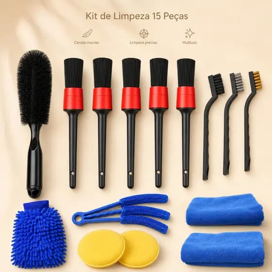 Kit 15 Peças Conjunto De Escovas De Limpeza Para Carro Conjunto De Escovas De Limpeza