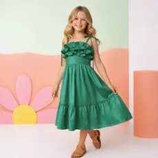 Roupa Infantil Menina Vestido Dia Das Crianças Babado Fantasia Festa Luxo Casual Colorido