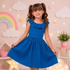 Roupa Infantil Vestido Juvenil Menina Algodão Liso Verão Blogueirinha Leve Criança Dia das Crianças