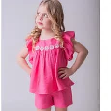 Roupa Infantil Menina Conjunto Juvenil Feminino Verão Casual Confortável Shorts Camiseta
