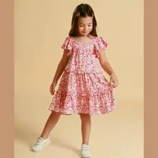Roupa Infantil Menina Vestido Floral Moda Casual Confortável Estilo Macio Estampado Roupa Criança