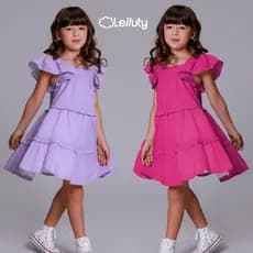 Roupa Infantil Menina Vestido Verão Blogueirinha 100% Algodão Criança Confortável Casual Passeio