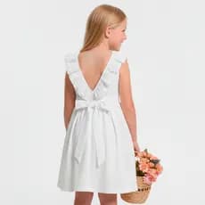 Roupa Infantil Menina Vestido Branco Algodão Casual Festa Confortável Blogueira Crianças Promoção