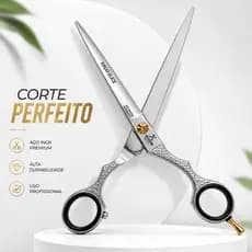 Tesoura  Cabeleireiro Barbeiro Fio Navalha 7"  Jaguar Corte de Cabelo Aço Inox Ergonômica