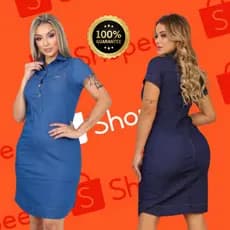 vestido feminino soltinho, casual  vestido jeans feminino