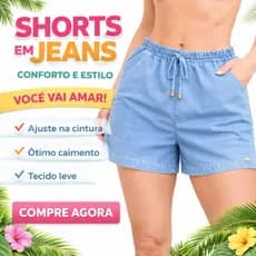 Bermuda básica jeans, Short feminino casual, Bermuda tradicional, praia, soltinha para o verão