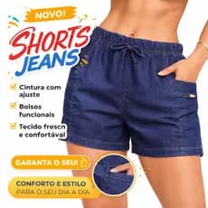 Bermudinha jeans  soltinha feminina, Short de elástico e bolsos na moda feminina para verão linda