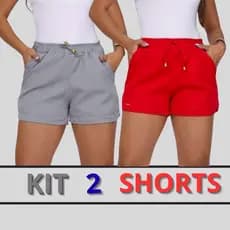 Short feminino, Kit com 2 peças, bermuda linda básica e tradicional e confortável