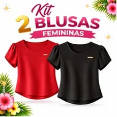 Kit com 2 Blusas Femininas Manga Curta – Tecido Leve e Caimento Perfeito