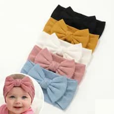 Kit 5 Turbantes de Bebê Lacinhos Faixa Grossa Acessórios de Cabelo Infantil